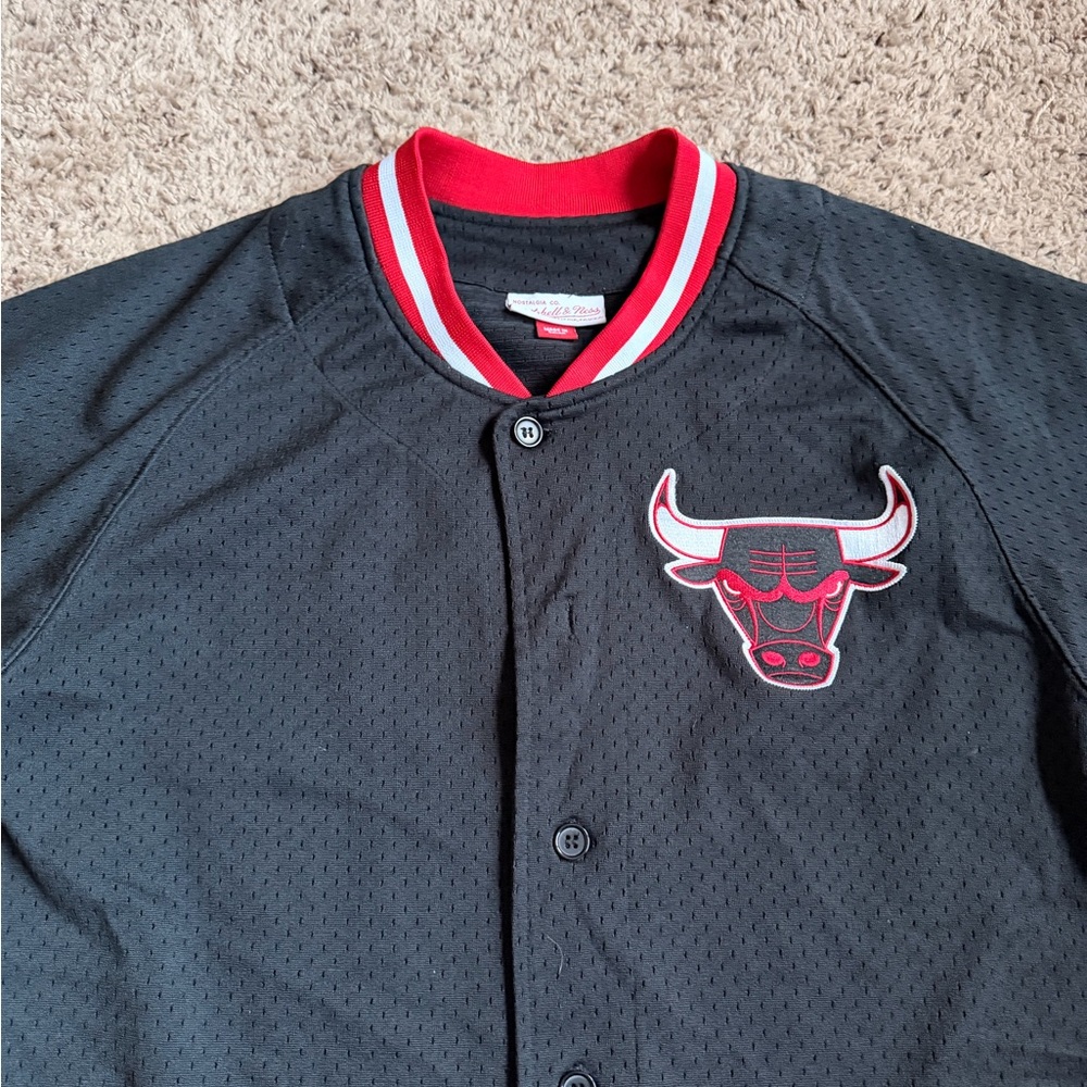 Mitchell & Ness Chicago Bulls Basketball Warm Up Shirt NBA Medium Black No Name